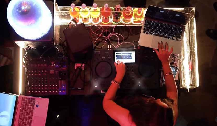 Picture of DJ in the booth from above